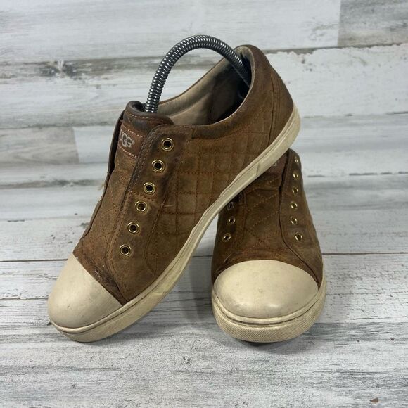 UGG Womens Jemma Quilted Suede Slip-On Cap Toe Sneaker Shoe Brown Size 9 - Picture 5 of 8